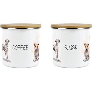 Purely Home Watercolour Dogs Coffee & Sugar Canister Set - Enamel Jar Kitchen Storage Gift Purely Home Watercolour Dogs Coffee & Sugar Canister Set - Enamel Jar Kitchen Storage Gift