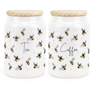 Purely Home Ceramic Tapered Scattered Bees Canisters Set - Tea & Coffee Storage Containers Purely Home Ceramic Tapered Scattered Bees Canisters Set - Tea & Coffee Storage Containers