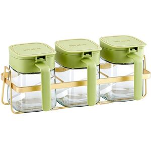 Sodial Condiment Jar Spice Container+lids & Spoons,Clear Glass Condiment Canisters2642 Sodial Condiment Jar Spice Container+lids & Spoons,Clear Glass Condiment Canisters2642