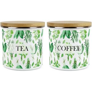Purely Home Tea & Coffee Canisters - 3x Kitchen Herbs Enamel Airtight Jar Storage Purely Home Tea & Coffee Canisters - 3x Kitchen Herbs Enamel Airtight Jar Storage