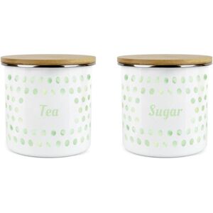 Purely Home Polka Dots Tea & Sugar Canisters Set - Green & White Spotty Medium Storage Jars Purely Home Polka Dots Tea & Sugar Canisters Set - Green & White Spotty Medium Storage Jars