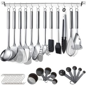 Berglander 38-Piece Stainless Steel Kitchen Utensil Set With Holder & Hooks Berglander 38-Piece Stainless Steel Kitchen Utensil Set With Holder & Hooks