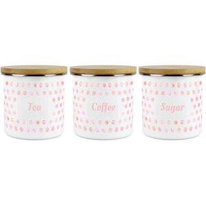 Purely Home Kitchen Polka Pink Food Storage Canister 3pc - Tea, Coffee & Sugar Purely Home Kitchen Polka Pink Food Storage Canister 3pc - Tea, Coffee & Sugar