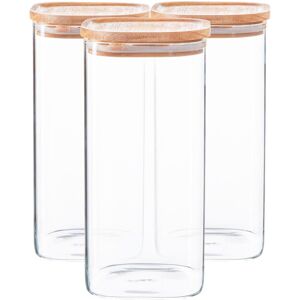 Argon Tableware 6x Square Glass Storage Jars With Wooden Lids Kitchen Food Canister 1.5 Litre Argon Tableware 6x Square Glass Storage Jars With Wooden Lids Kitchen Food Canister 1.5 Litre