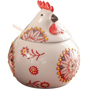 Sodial 2x(Ceramic Salt Cellar With Lid And Spoon, 13 Oz Chicken Salt Jar, Salt5044 Sodial 2x(Ceramic Salt Cellar With Lid And Spoon, 13 Oz Chicken Salt Jar, Salt5044