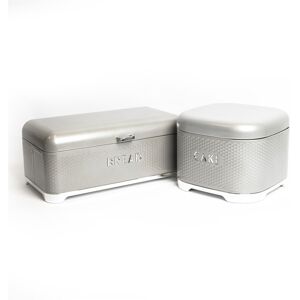 Lovello 2pc Grey Kitchen Storage Set - Cake Tin & Bread Bin Lovello 2pc Grey Kitchen Storage Set - Cake Tin & Bread Bin