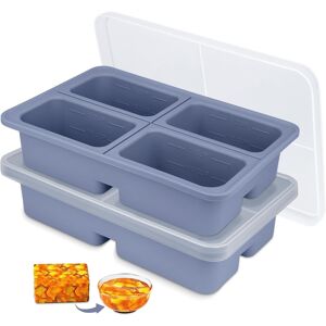 Beijie Ice Cube Tray With Lid, 2 Pcs Large Silicone Freezing Soup Containers, S Beijie Ice Cube Tray With Lid, 2 Pcs Large Silicone Freezing Soup Containers, S