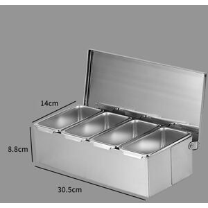 Stainless Steel Seasoning Box 4 Compartment Trays Large Capacity Storage Seasoni Stainless Steel Seasoning Box 4 Compartment Trays Large Capacity Storage Seasoni