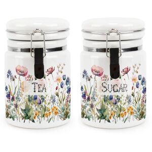 Purely Home Ceramic Clip-Lid Wildflowers Canisters - Tea & Sugar Containers Purely Home Ceramic Clip-Lid Wildflowers Canisters - Tea & Sugar Containers