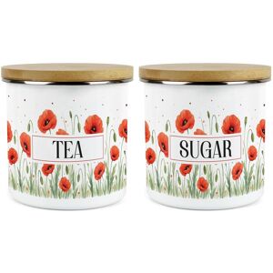 Purely Home Summer Poppies Tea & Sugar Storage Canisters - Red Floral 1.2l Kitchen Jar Set Purely Home Summer Poppies Tea & Sugar Storage Canisters - Red Floral 1.2l Kitchen Jar Set