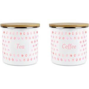 Purely Home Polka Dots Tea & Coffee Canisters Set - Pink & White Spotty Medium Storage Jars Purely Home Polka Dots Tea & Coffee Canisters Set - Pink & White Spotty Medium Storage Jars
