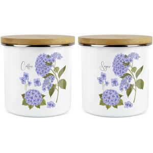 Purely Home Hydrangea Floral Coffee & Sugar Canisters Set - Enamel Storage Container Purely Home Hydrangea Floral Coffee & Sugar Canisters Set - Enamel Storage Container