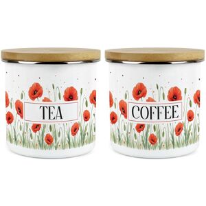Purely Home Summer Poppies Tea & Coffee Storage Canisters - Red Floral 1.2l Kitchen Jar Set Purely Home Summer Poppies Tea & Coffee Storage Canisters - Red Floral 1.2l Kitchen Jar Set