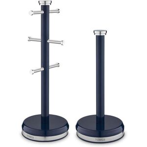 Tower Belle Mug Tree & Towel Pole Set, Stainless Steel, Midnight Blue T826172mnb Tower Belle Mug Tree & Towel Pole Set, Stainless Steel, Midnight Blue T826172mnb