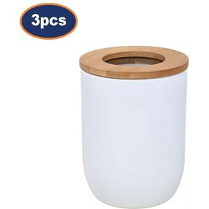 Typhoon Storage Canister 3pc Set W/ Wood Acrylic Airtight Lid White Coated Steel Pots 1l Typhoon Storage Canister 3pc Set W/ Wood Acrylic Airtight Lid White Coated Steel Pots 1l