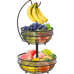 Does Not Apply Fruit Basket, 2 Tier Fruit Bowl With Banana Hanger For Kitchen Counter, Metal De Does Not Apply Fruit Basket, 2 Tier Fruit Bowl With Banana Hanger For Kitchen Counter, Metal De
