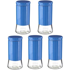 Premier Housewares Set Of 5 1.5litre Blue Stainless Steel Storage Jar Preserve Food Glass Canister Premier Housewares Set Of 5 1.5litre Blue Stainless Steel Storage Jar Preserve Food Glass Canister