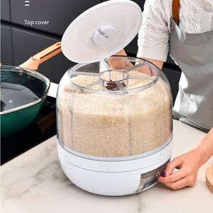White 360° Rotating Grain Dispenser 6-Grid Rice Beans Dry Food Storage Box Hen White 360° Rotating Grain Dispenser 6-Grid Rice Beans Dry Food Storage Box Hen