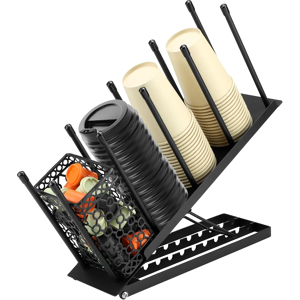 Does Not Apply ® 4-Compartment Coffee Station Organizer Cup Lid Dispenser With Storage Basket F Does Not Apply ® 4-Compartment Coffee Station Organizer Cup Lid Dispenser With Storage Basket F