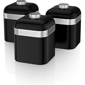Swan Swka1020bn Retro Kitchen Storage Canisters, Set Of 3, Iron, 1 Litre, Black Swan Swka1020bn Retro Kitchen Storage Canisters, Set Of 3, Iron, 1 Litre, Black