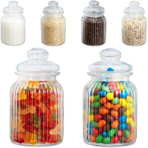 Relaxdays Glass Jars Decorative Food Canisters 1000 Ml Airtight Storage Jars Set Of 6 Relaxdays Glass Jars Decorative Food Canisters 1000 Ml Airtight Storage Jars Set Of 6