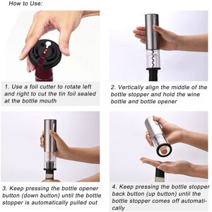 Gift 4-In-1 Wine Bottle Opener Set Usb Wine Stopper Pourer Foil Cutter Acce Sg Gift 4-In-1 Wine Bottle Opener Set Usb Wine Stopper Pourer Foil Cutter Acce Sg