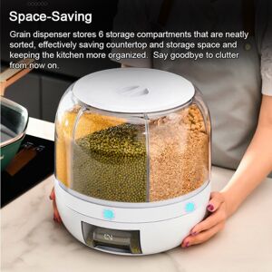 360° Rotating Grain Dispenser 6-Grid Rice Beans Dry Food Storage Box 360° Rotating Grain Dispenser 6-Grid Rice Beans Dry Food Storage Box