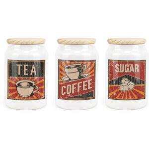 Purely Home Ceramic Tapered Retro Drinks Canisters Set - Tea, Coffee & Sugar Purely Home Ceramic Tapered Retro Drinks Canisters Set - Tea, Coffee & Sugar