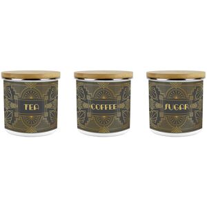 Purely Home Vintage Glamour Tea, Coffee & Sugar 600ml Canisters Set - Retro Kitchen Gift Purely Home Vintage Glamour Tea, Coffee & Sugar 600ml Canisters Set - Retro Kitchen Gift