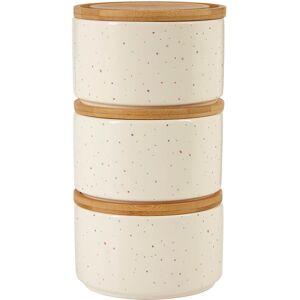 Premier Housewares 3pcs Fenwick Dolomite Stackable Canisters Containers Wooden Lid Speckle Design Premier Housewares 3pcs Fenwick Dolomite Stackable Canisters Containers Wooden Lid Speckle Design