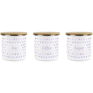 Purely Home Polka Dots Tea, Coffee & Sugar Canister Set - Lilac Spotty Medium Storage Jars Purely Home Polka Dots Tea, Coffee & Sugar Canister Set - Lilac Spotty Medium Storage Jars