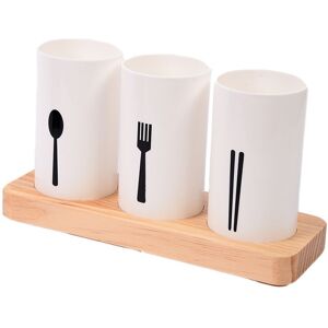 Sodial 3x(Utensil Holder For Kitchen Counter With Wooden Base Round Cooking4296 Sodial 3x(Utensil Holder For Kitchen Counter With Wooden Base Round Cooking4296