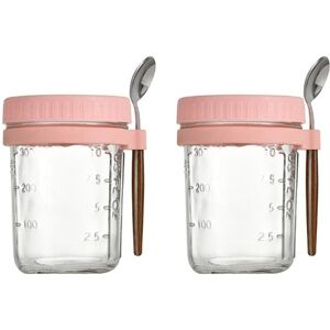 Sodial 3x(2pcs Breakfast Cup Container Airtight Oatmeal Jar With Cover And Spoon7371 Sodial 3x(2pcs Breakfast Cup Container Airtight Oatmeal Jar With Cover And Spoon7371