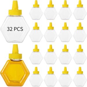 calolin 32 Pcs Plastic Honey Bottles, 7 Oz Honey Squeeze Bottles, Clear Empty Honey Jar calolin 32 Pcs Plastic Honey Bottles, 7 Oz Honey Squeeze Bottles, Clear Empty Honey Jar