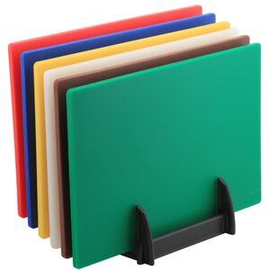 Genware Chopping Board And Rack Set Poly Plastic High Density 18 X 12 X 0.5" Genware Chopping Board And Rack Set Poly Plastic High Density 18 X 12 X 0.5"