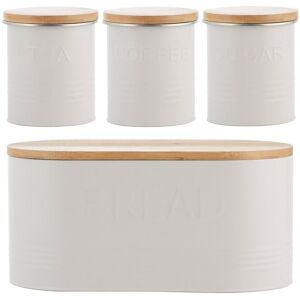 Typhoon Oatmeal Rippled Metal Tea Coffee Sugar Canister Bread Bin Set Cream Typhoon Oatmeal Rippled Metal Tea Coffee Sugar Canister Bread Bin Set Cream