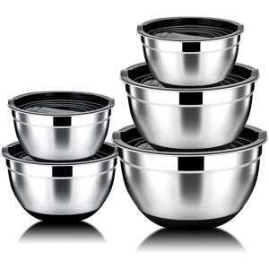 Sodial 2x(5 Pcs Mixing Bowl,Stainless Steel Salad Bowl With Airtight Lid&non-Slip2729 Sodial 2x(5 Pcs Mixing Bowl,Stainless Steel Salad Bowl With Airtight Lid&non-Slip2729
