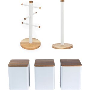 Salter Toronto 5-Piece Countertop Set Mug Tree, Kitchen Roll Holder & Canisters Salter Toronto 5-Piece Countertop Set Mug Tree, Kitchen Roll Holder & Canisters