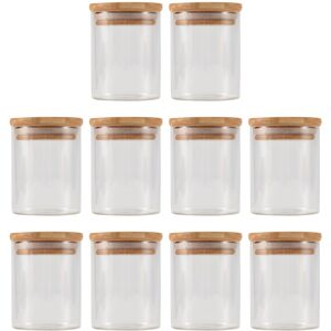 Sodial 3x(10pcs Bamboo Wood Lid Glass Jar Airtight Canister Kitchen Storage1504 Sodial 3x(10pcs Bamboo Wood Lid Glass Jar Airtight Canister Kitchen Storage1504