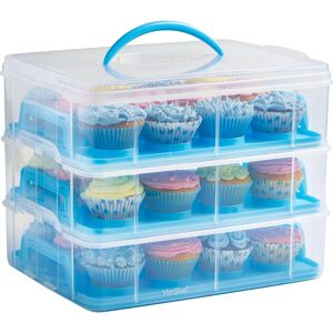 Cupcake Carrier With Handle, Blue Three Tier Stackable Cup Cake Box, 36 Muffin C Cupcake Carrier With Handle, Blue Three Tier Stackable Cup Cake Box, 36 Muffin C