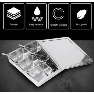 6‑grid Stainless Steel Seasoning Box Jar Storage Container Set With Spoons Ki Uk 6‑grid Stainless Steel Seasoning Box Jar Storage Container Set With Spoons Ki Uk