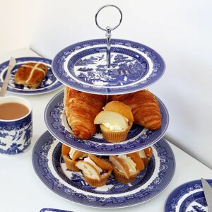 Blue Willow 3-Tier Cake Stand - Blue - Ceramic - Cake Stand Blue Willow 3-Tier Cake Stand - Blue - Ceramic - Cake Stand