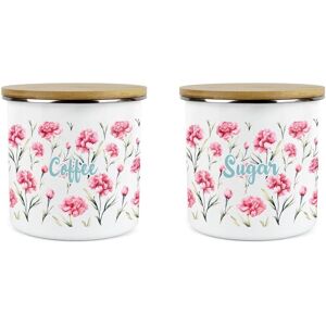 Purely Home Carnation Flowers Coffee & Sugar Canister Set - Pink Floral Kitchen Storage Gift Purely Home Carnation Flowers Coffee & Sugar Canister Set - Pink Floral Kitchen Storage Gift