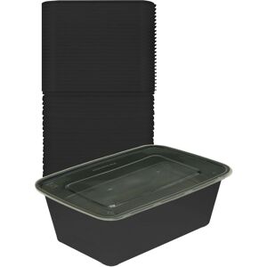 Plg 200 X Plastic Food Storage Container 750ml Black Base With Clear Lid Takeaway Plg 200 X Plastic Food Storage Container 750ml Black Base With Clear Lid Takeaway