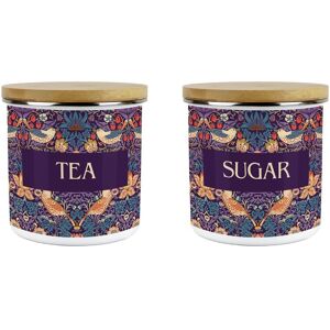 Purely Home Purple Strawberry Thief Tea & Sugar Canisters Set - Artistic Kitchen Gifts Purely Home Purple Strawberry Thief Tea & Sugar Canisters Set - Artistic Kitchen Gifts