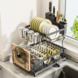 Does Not Apply 2-Tier Dish Drainer Rack- Dish Rack Drying With Draining Board With Chopping Boa Does Not Apply 2-Tier Dish Drainer Rack- Dish Rack Drying With Draining Board With Chopping Boa