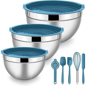 Herogo Mixing Bowls With Airtight Lids, 3-Piece Stainless Steel Nesting Set & 5 Herogo Mixing Bowls With Airtight Lids, 3-Piece Stainless Steel Nesting Set & 5