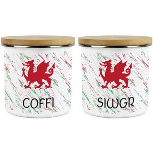 Purely Home Welsh Dragon Coffee & Sugar Canister Set - Cymru Coffi Siwgr Home Gift Purely Home Welsh Dragon Coffee & Sugar Canister Set - Cymru Coffi Siwgr Home Gift