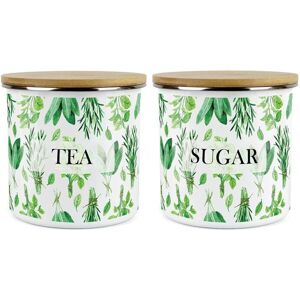 Purely Home Kitchen Herbs Tea & Sugar Canisters - Green Leaves Medium Kitchen Storage Jars Purely Home Kitchen Herbs Tea & Sugar Canisters - Green Leaves Medium Kitchen Storage Jars