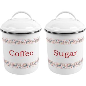 Purely Home Floral Embroidery Metal Coffee & Sugar Canister Set - Stylish Kitchen Caddy Gift Purely Home Floral Embroidery Metal Coffee & Sugar Canister Set - Stylish Kitchen Caddy Gift